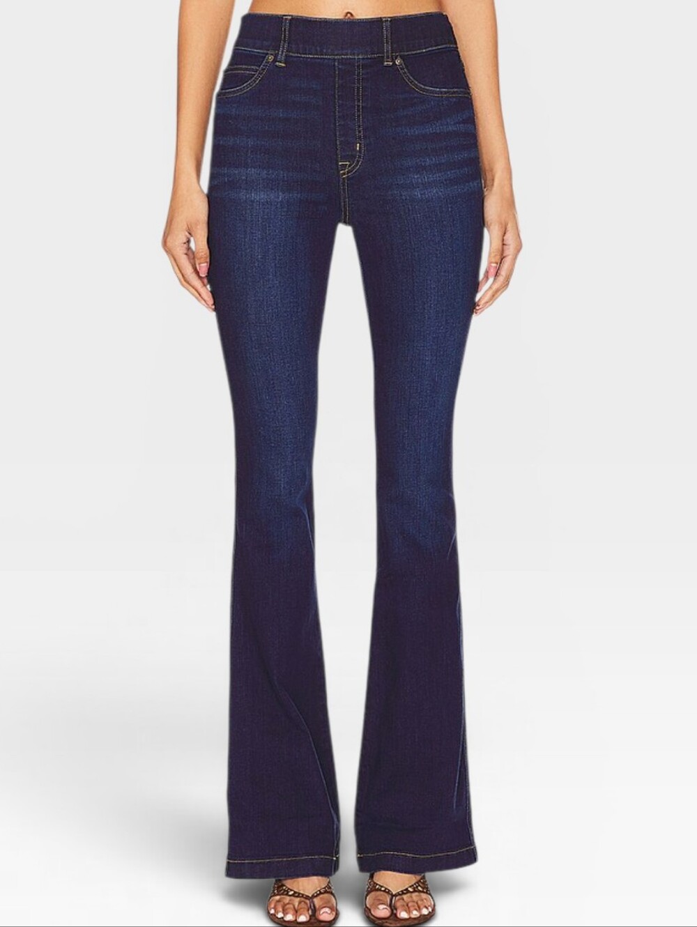 NWT SPANX Flare Leg Denim Jeans In Midnight Shade Wash Small New